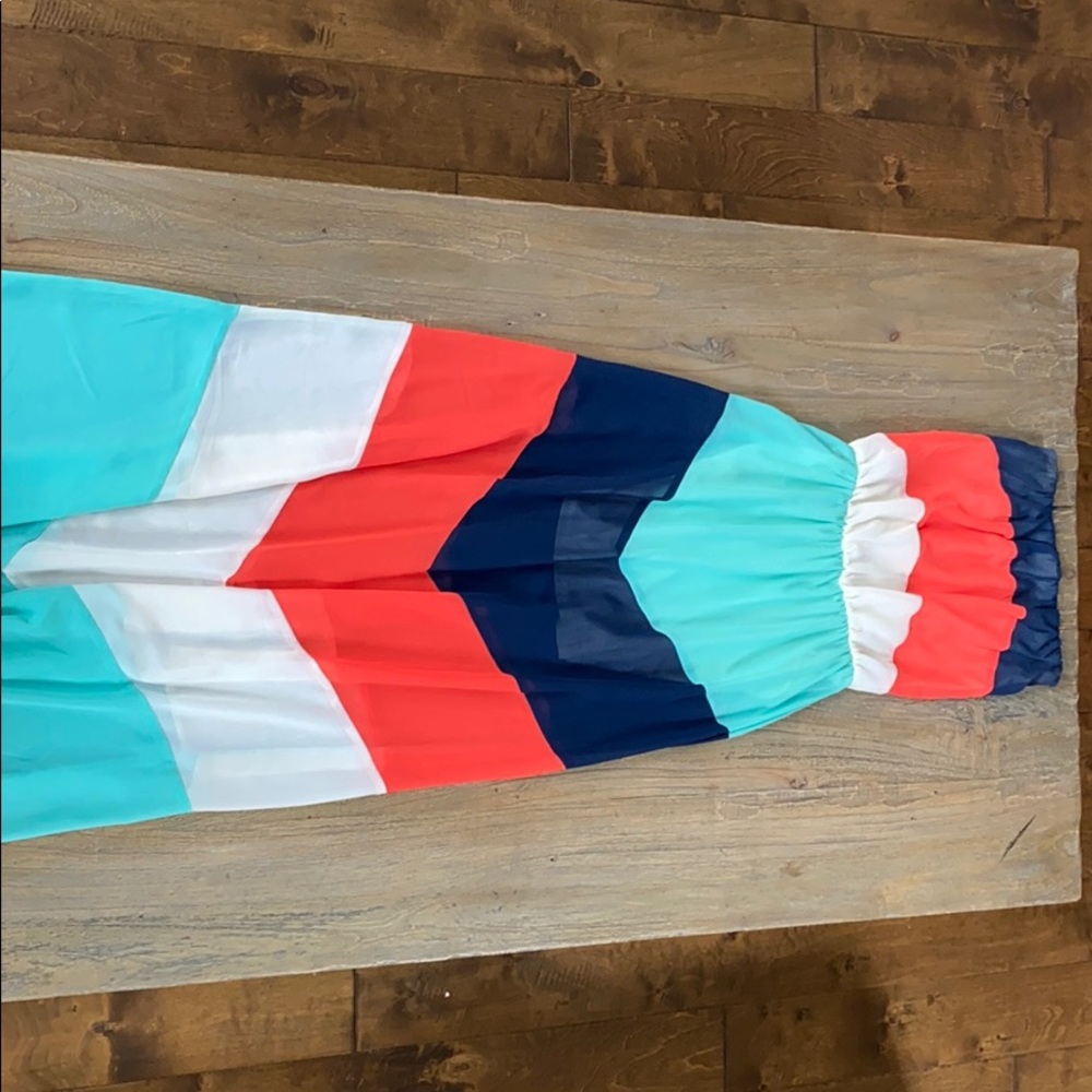 2 Long strapless causal striped dresses